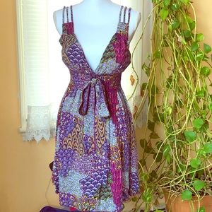 NWT - printed youthful dress, smocked waist